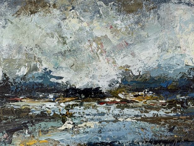 Andrew Hood B.1964 Signed Acrylic Painting Upper Loch Torridon photo for sale