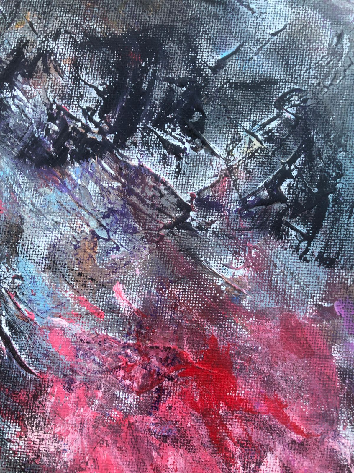 Nerea Caos, Black Angel, peinture à l'huile expressionniste abstraite, gestuelle et figurative, contemporaine, 2023 photo vinterior