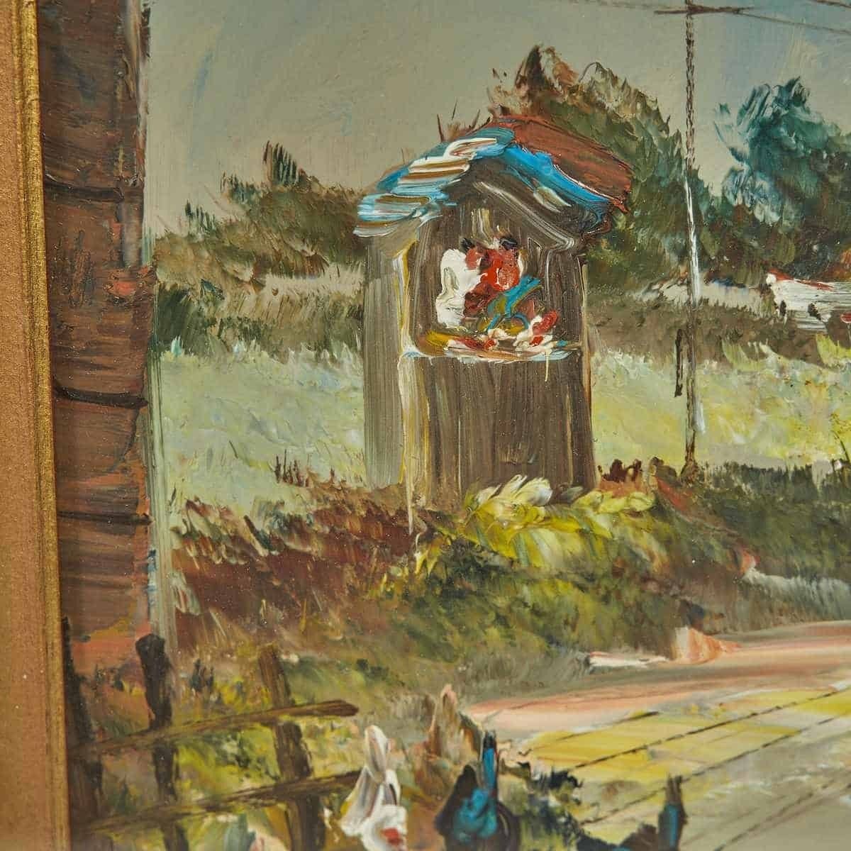 Oil On Panel, Country House By Aldo Pironti, 20th Century photo for sale