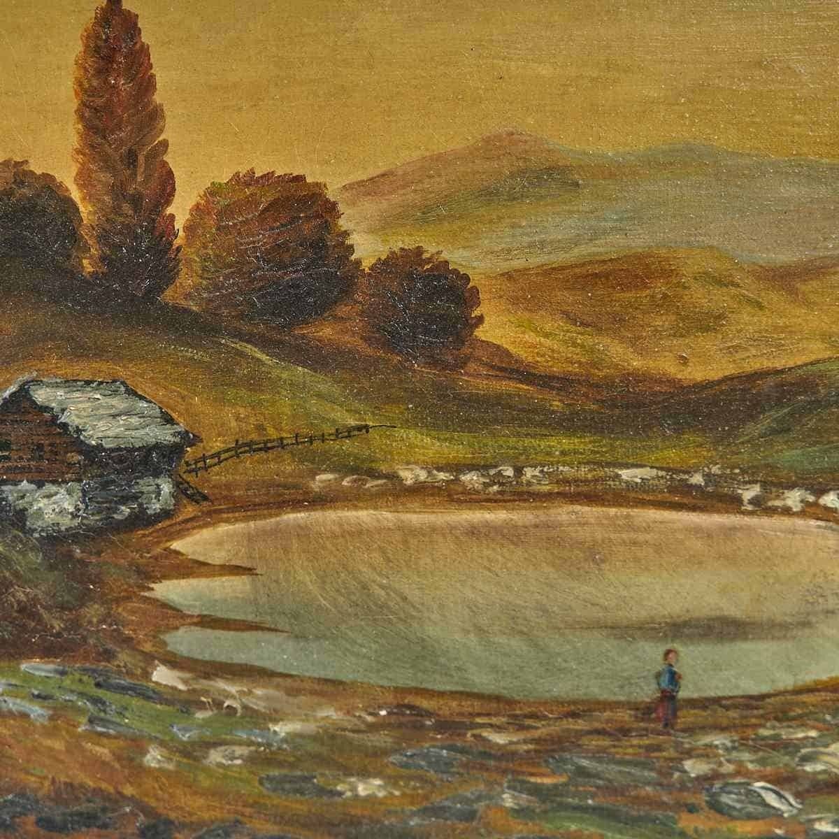 Oil On Canvas Serene Landscape By Martuzzi, 1940s – 1950s photo for sale