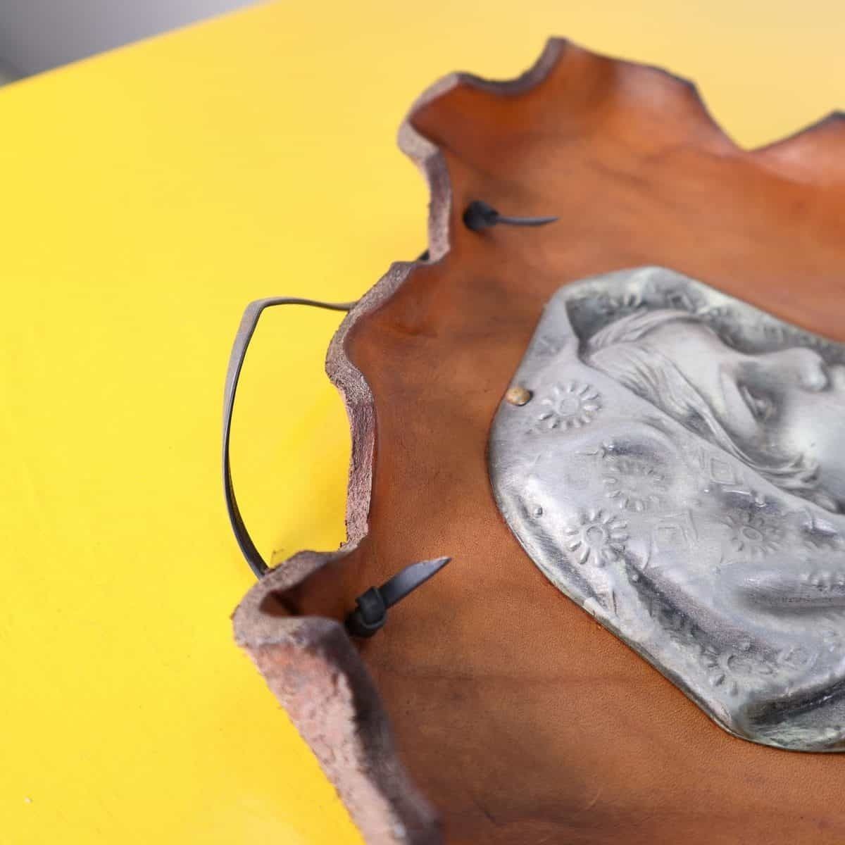 Madonna Icon In Metal And Natural Leather photo vinterior