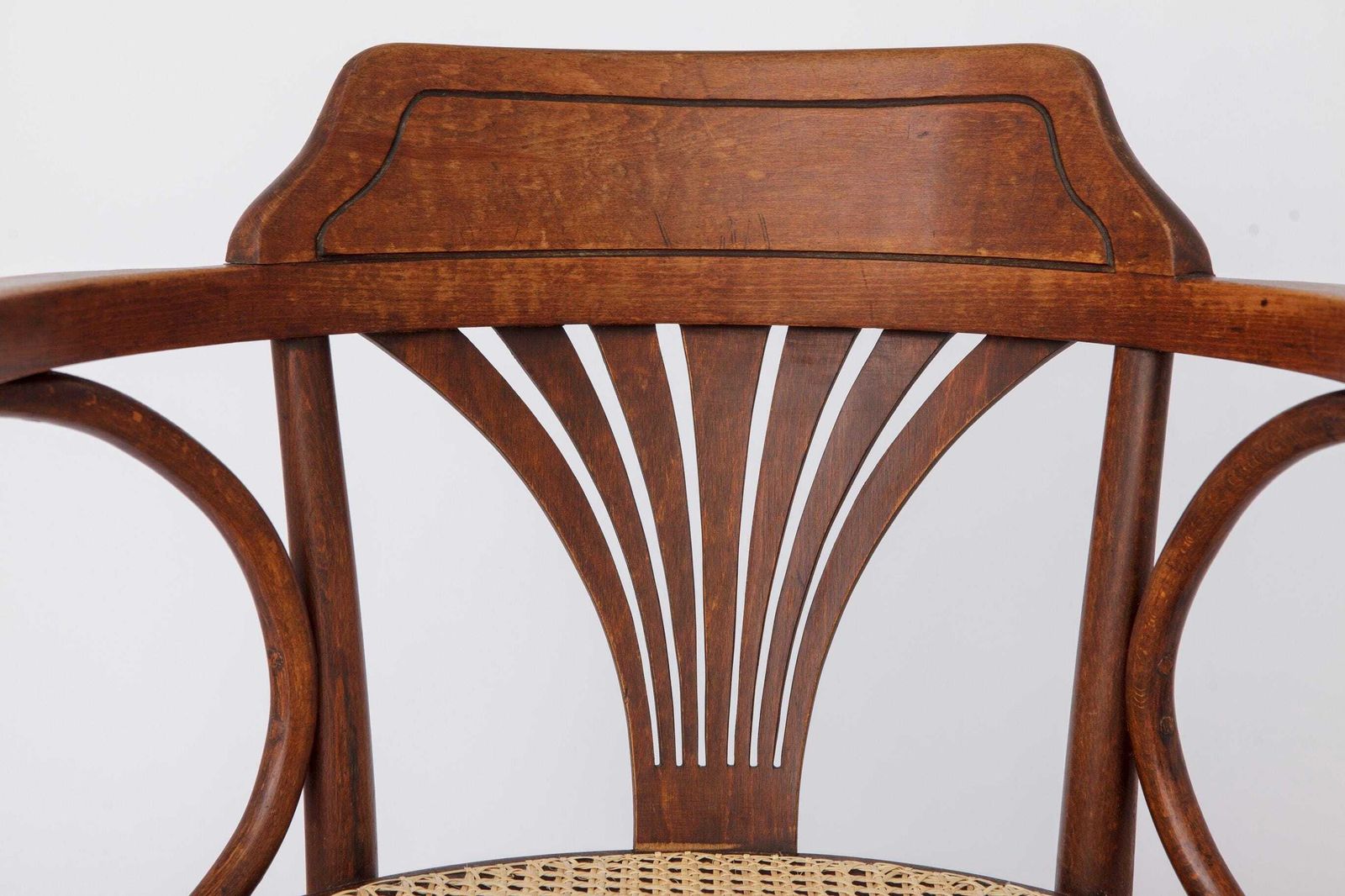 Vintage Bentwood Chair By Fischel Austria 1940s 1950s | Restored Beech Wood & New Rattan Seat | Desk Or Dining Chair photo Furniture