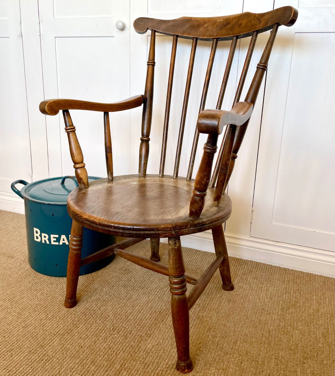 Antique Spindle Back 'Penny' Seat Elm Chair photo furniture