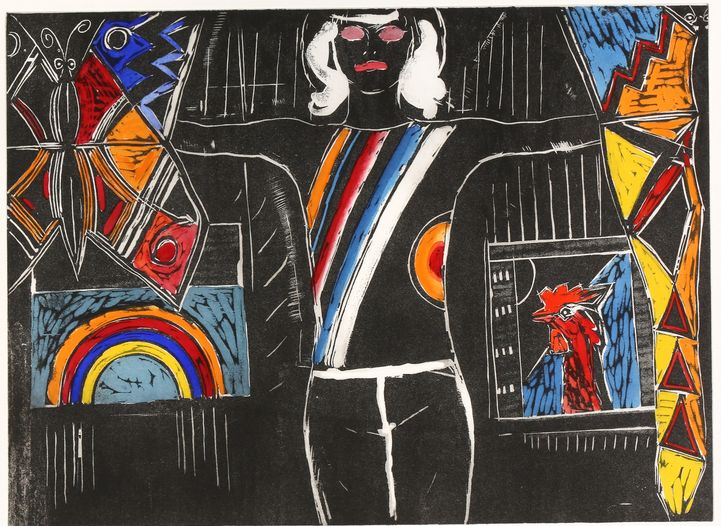 Michael Rothenstein 1908   1993 Signed Coloured Woodcut 'Japanese Kites' 65/75