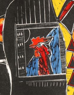 Michael Rothenstein 1908   1993 Signed Coloured Woodcut 'Japanese Kites' 65/75 photo for sale