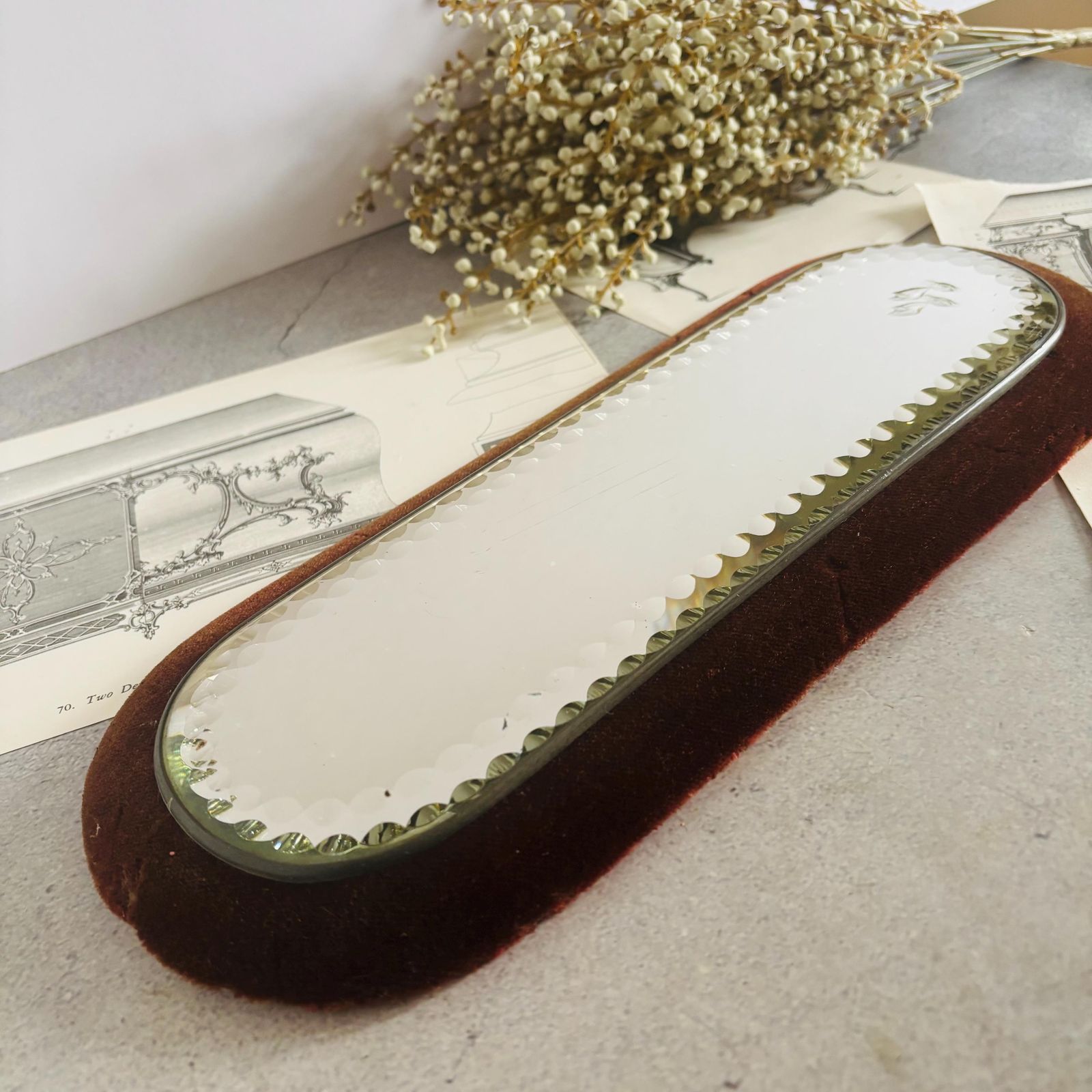 Victorian Sorcerers Mirror Velvet Trimmed | Display Mirror, Witches Plateau photo furniture