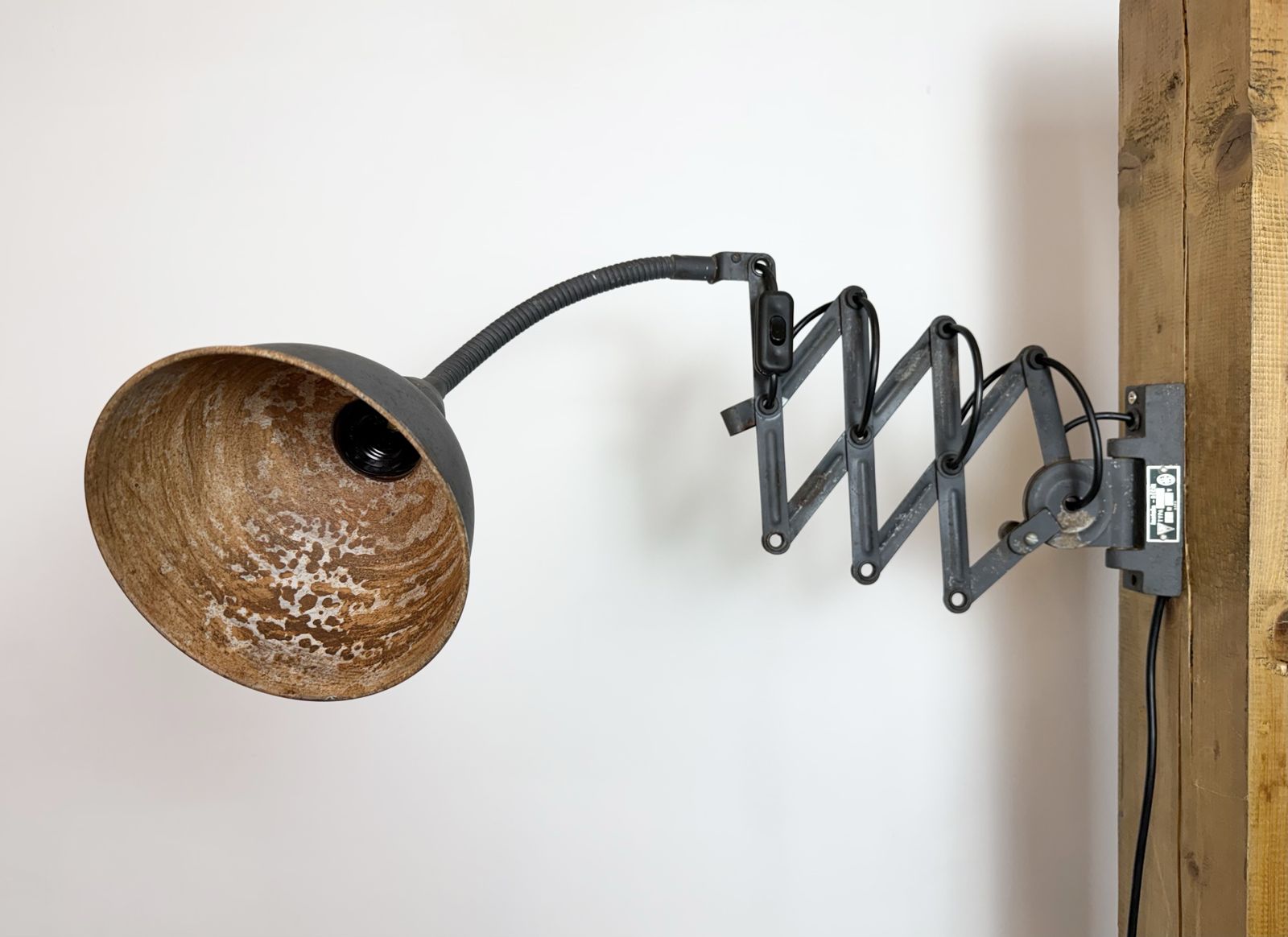 Grey Industrial Gooseneck Scissor Wall Lamp From Elektroinstala, 1960s photo buy