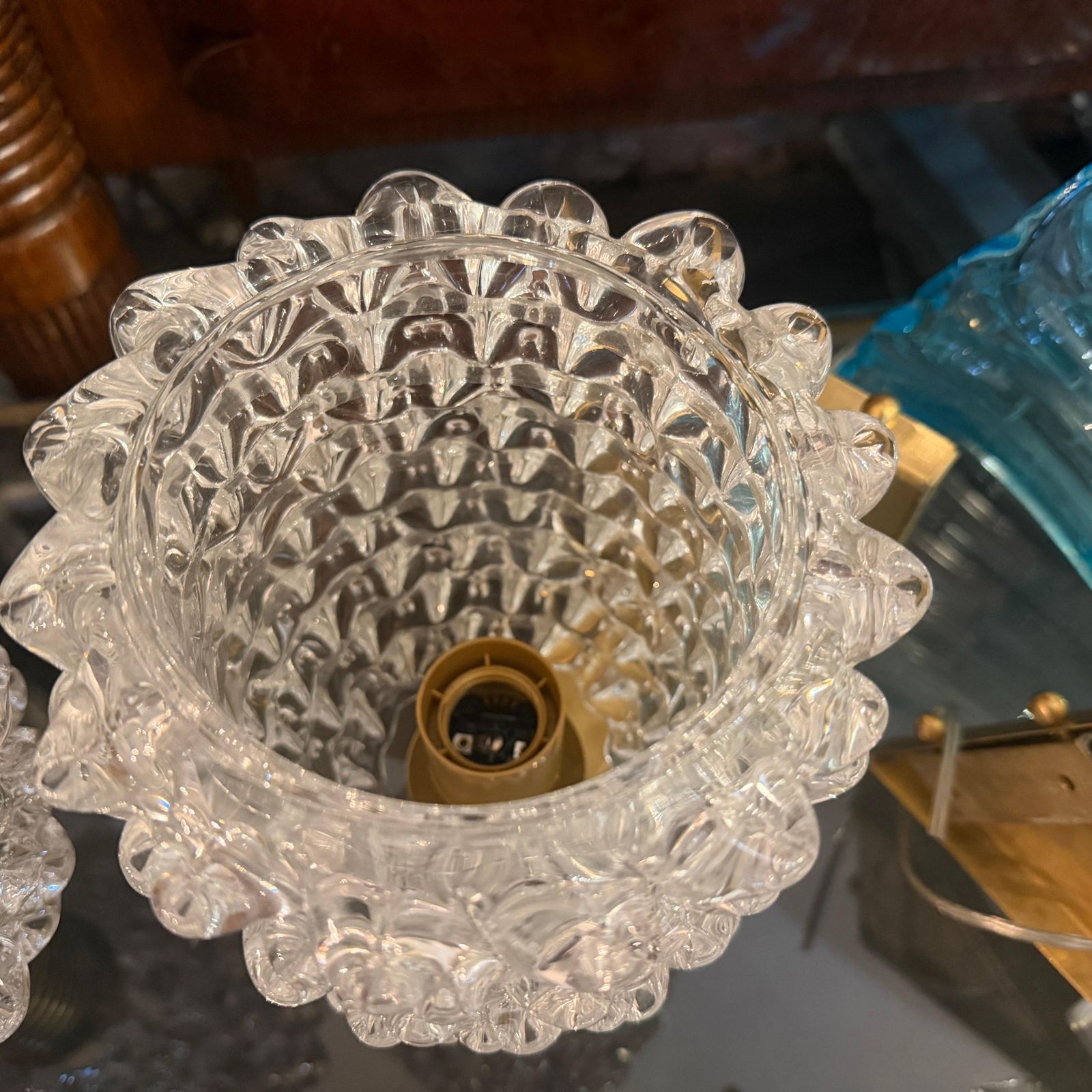 photo furniture Two 1990 Barovier Style Mid Century Modern Brass And Rostrato Glass Wall Sconces