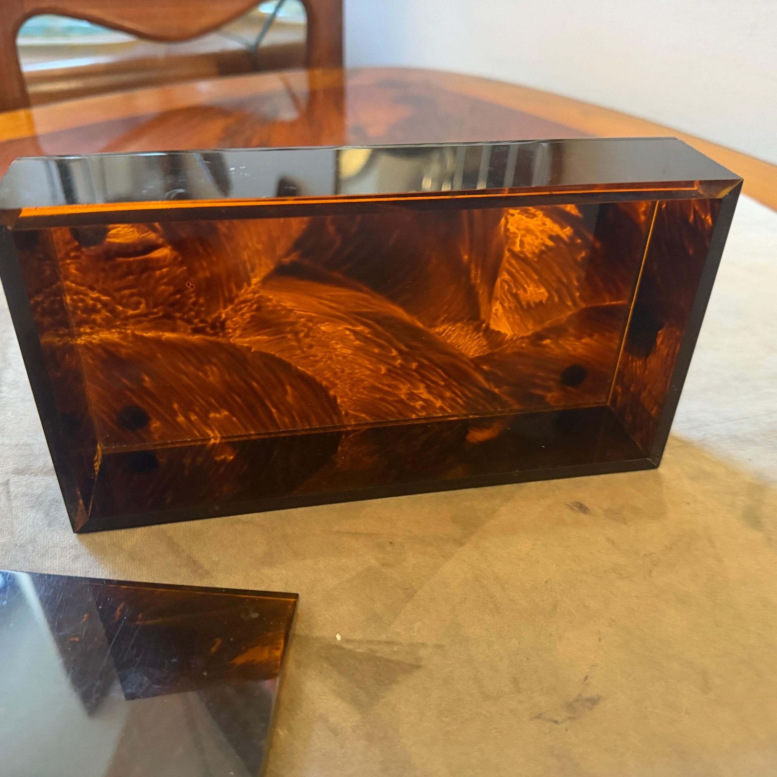 1970s Mid Century Modern Faux Tortoiseshell Lucite Luxury Box Dior Home Style photo buy