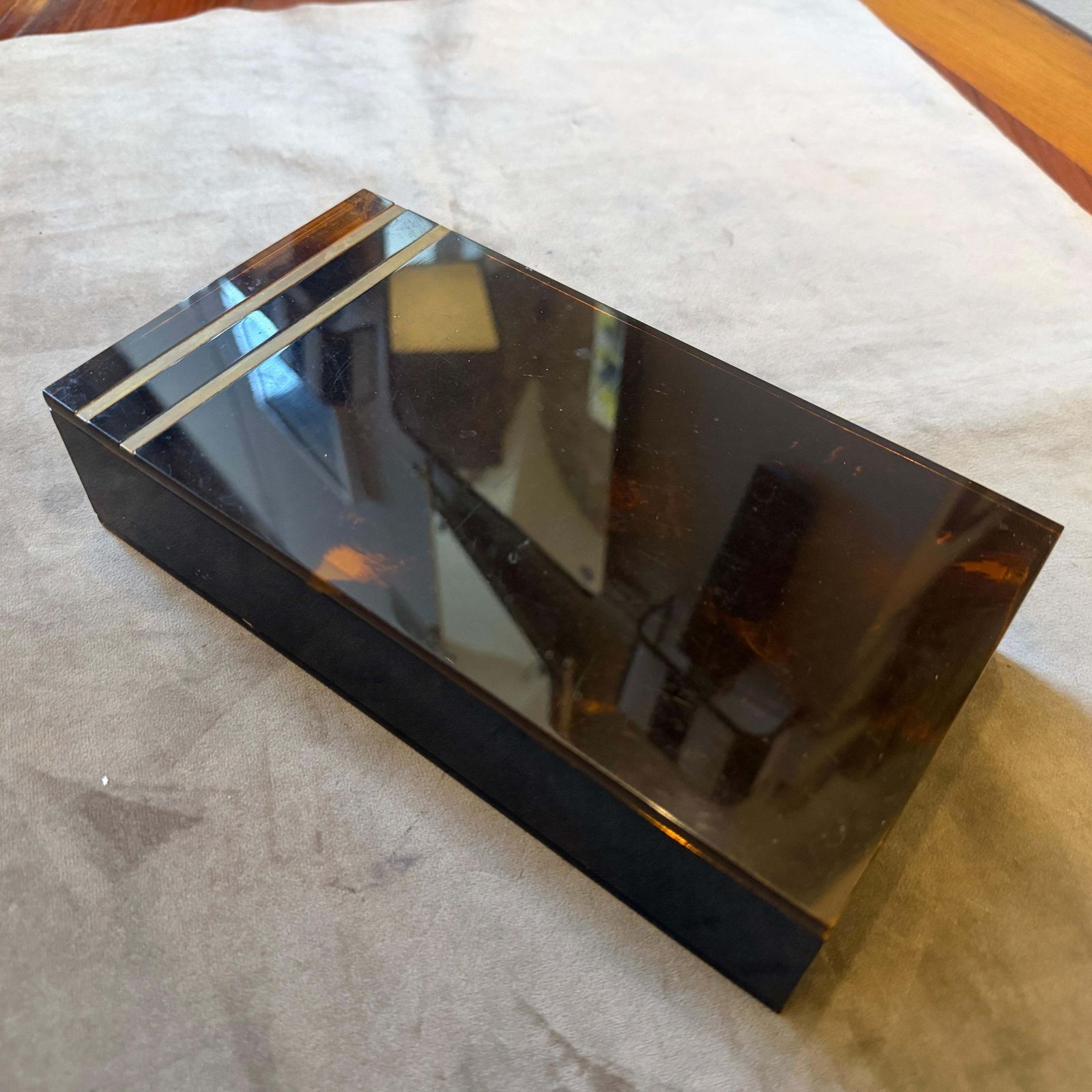 photo for sale 1970s Mid Century Modern Faux Tortoiseshell Lucite Luxury Box Dior Home Style