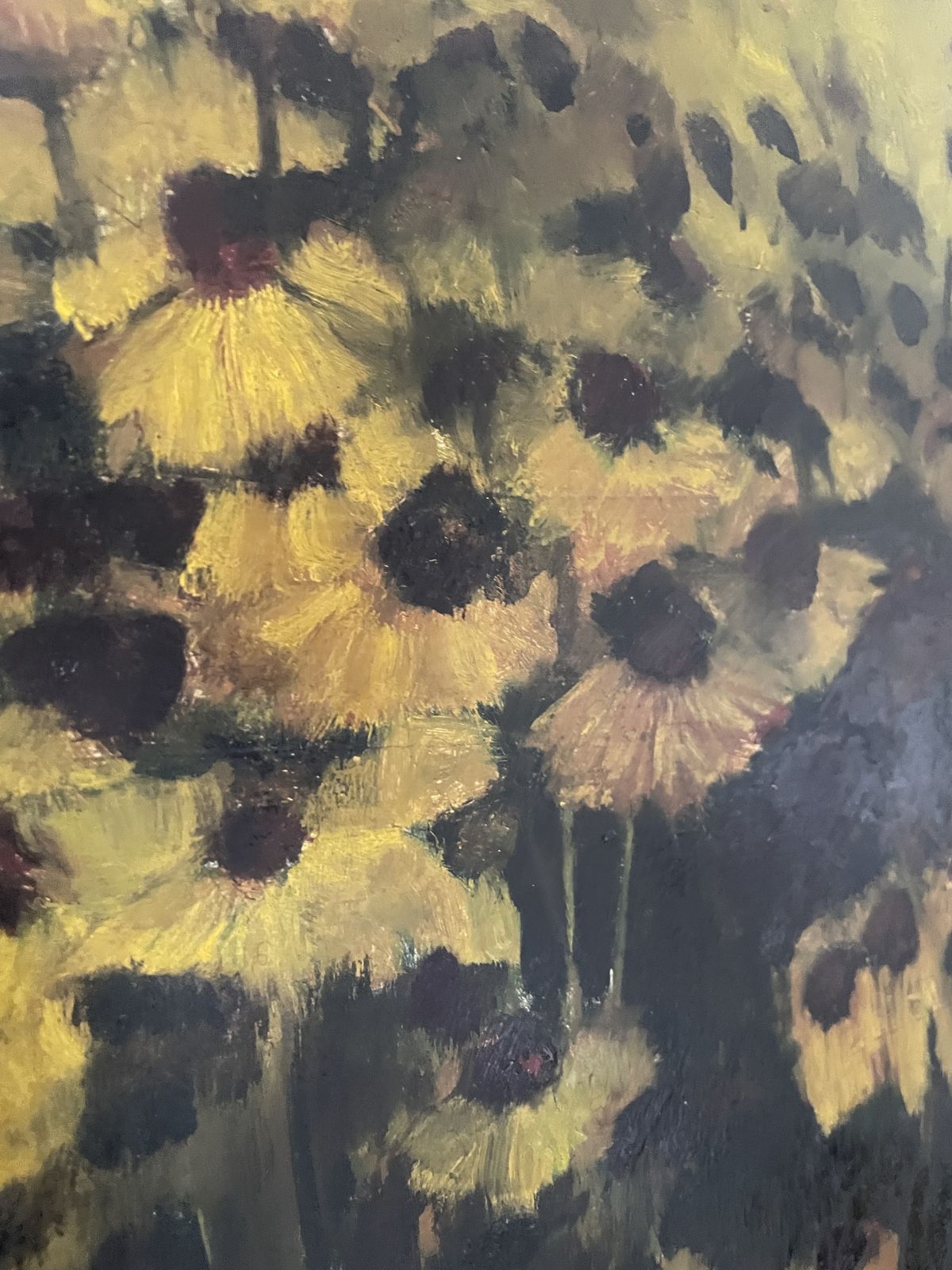 A Vintage Oil Painting Depicting A Field Of Sunflowers photo furniture