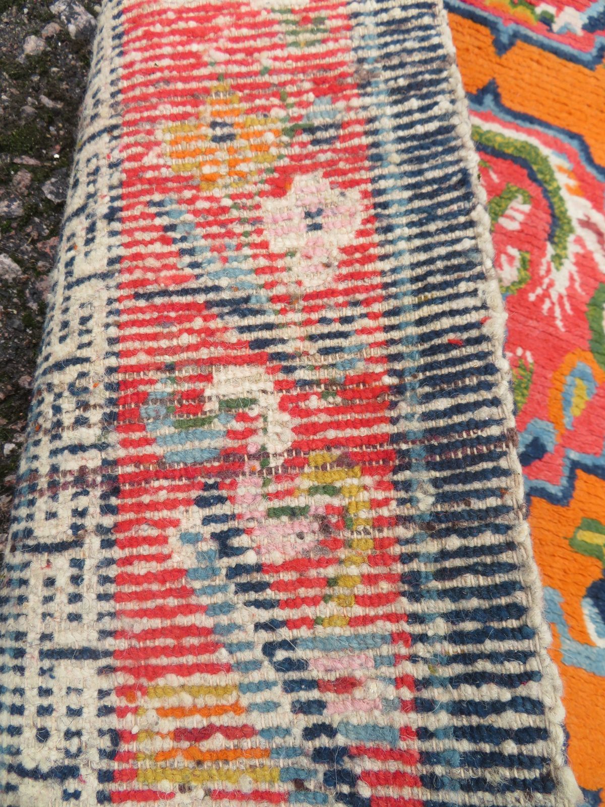 photo furniture Antique Tibetan Rug. 137cm X 75cm.