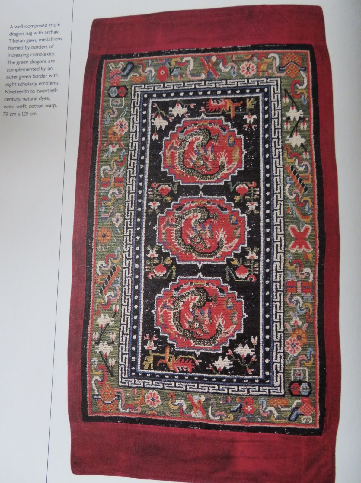 photo vintage Antique Tibetan Rug. 137cm X 75cm.