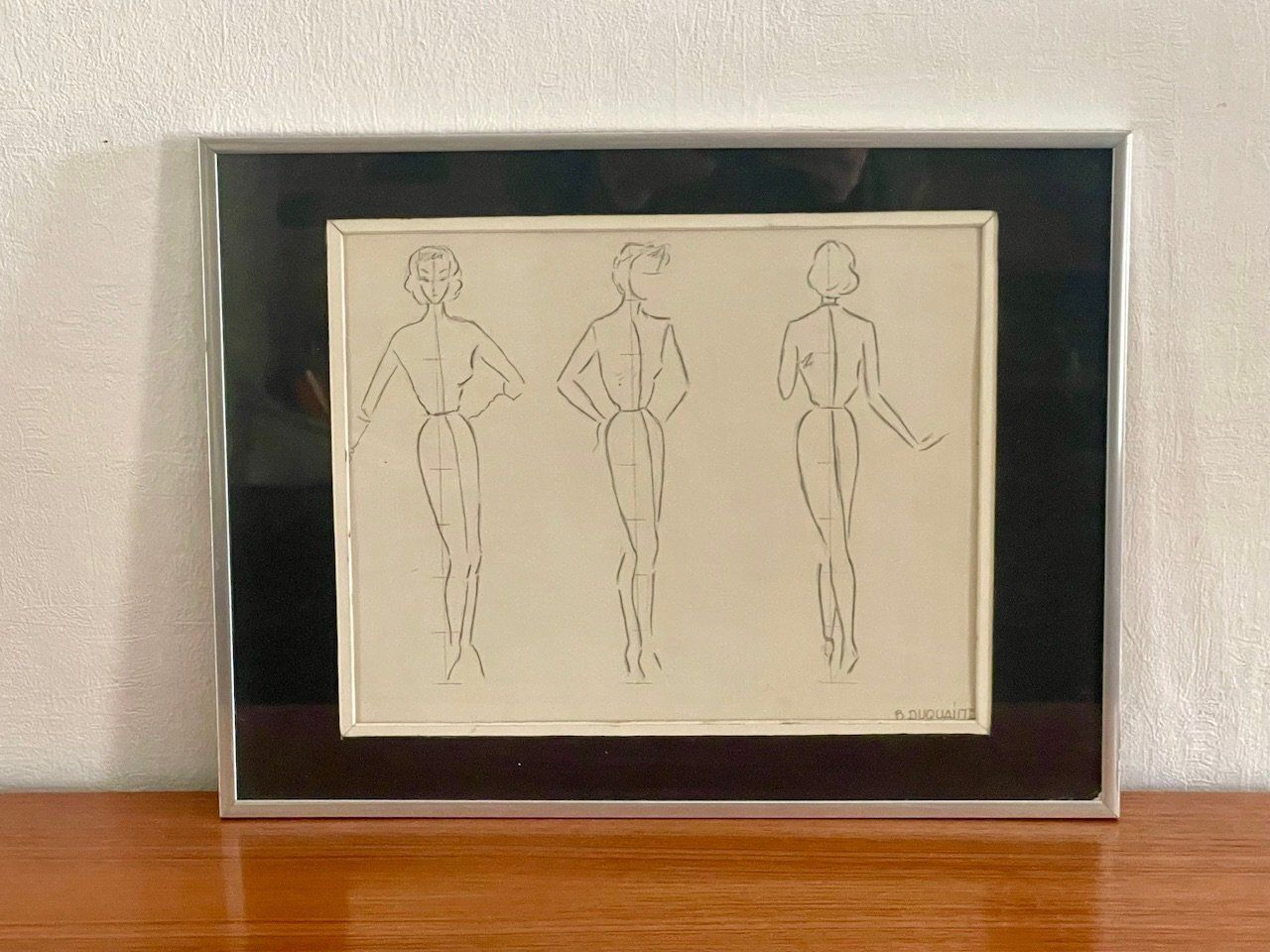Berthe Duquaine, Sketches, 1951, Pencil On Paper, Framed photo furniture