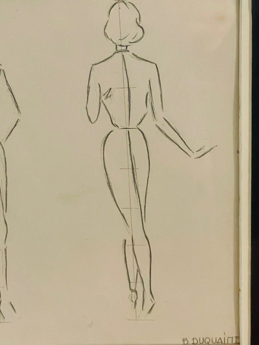 Berthe Duquaine, Sketches, 1951, Pencil On Paper, Framed photo 376.0