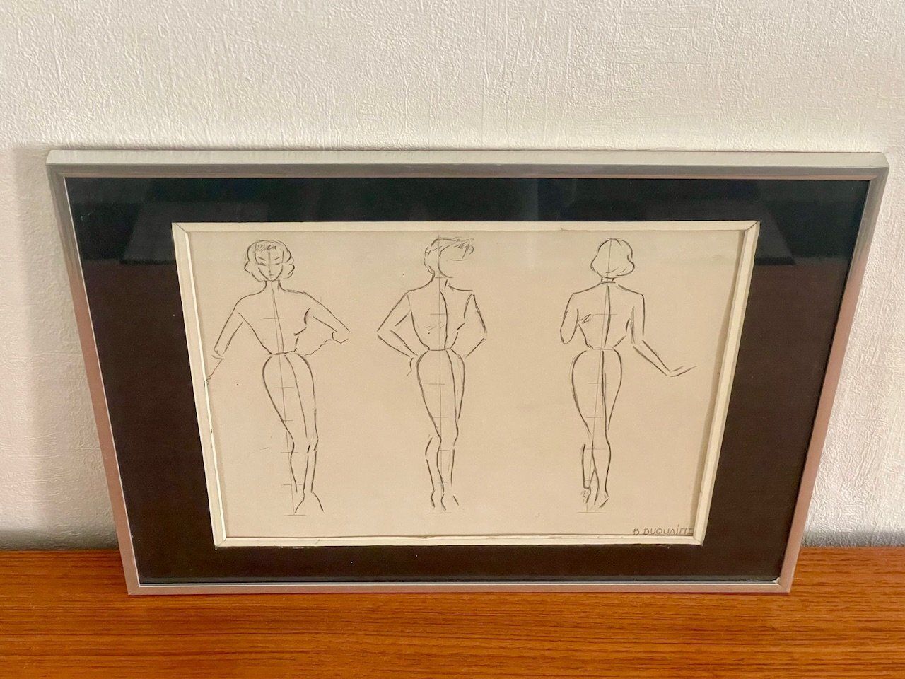 376.0 Berthe Duquaine, Sketches, 1951, Pencil On Paper, Framed photo