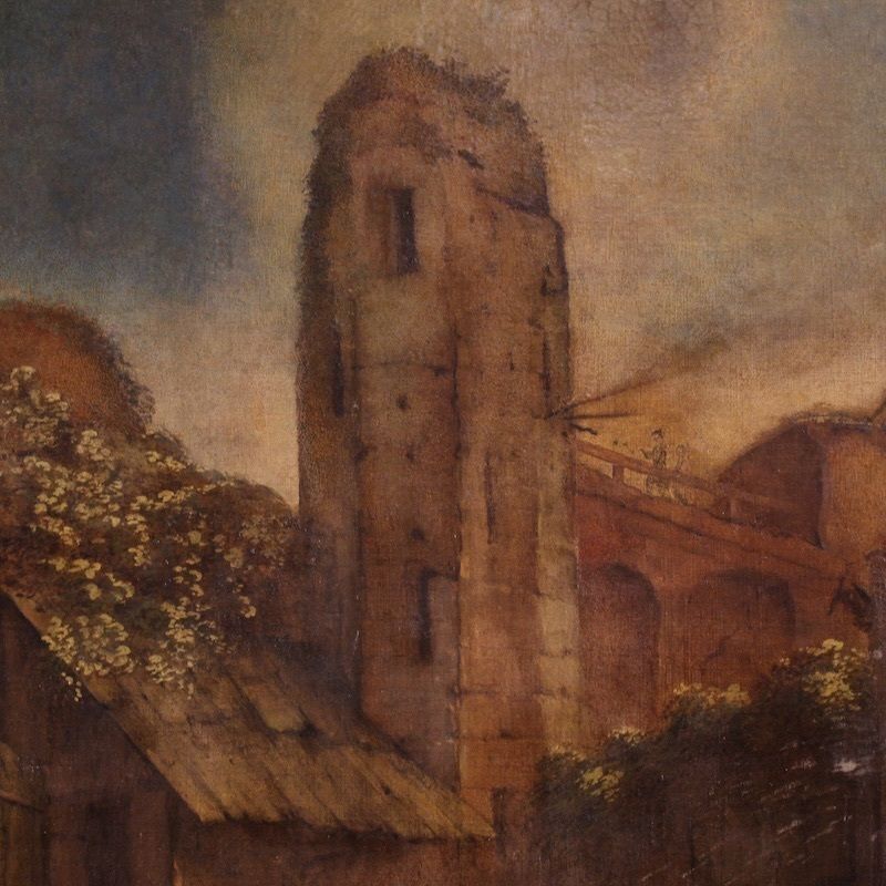 Art Antique Spanish Landscape Painting From The 18th Century photo