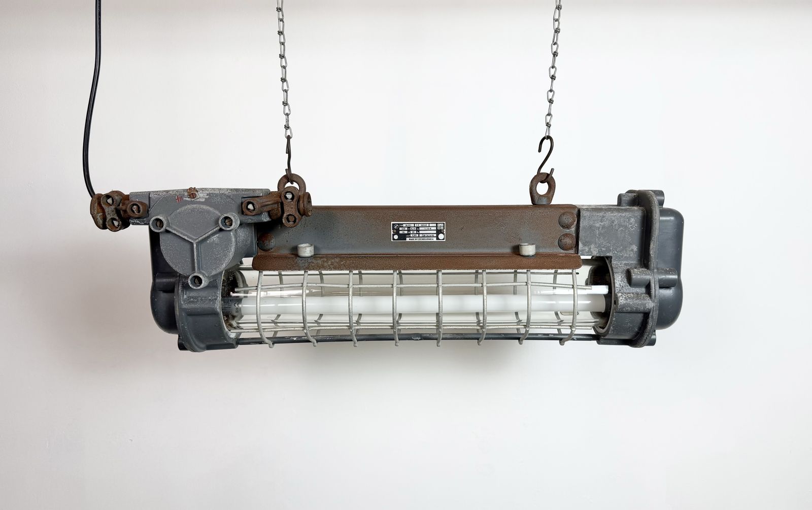 Grey Industrial Hanging Tube Light From Elektrosvit, 1970s photo furniture