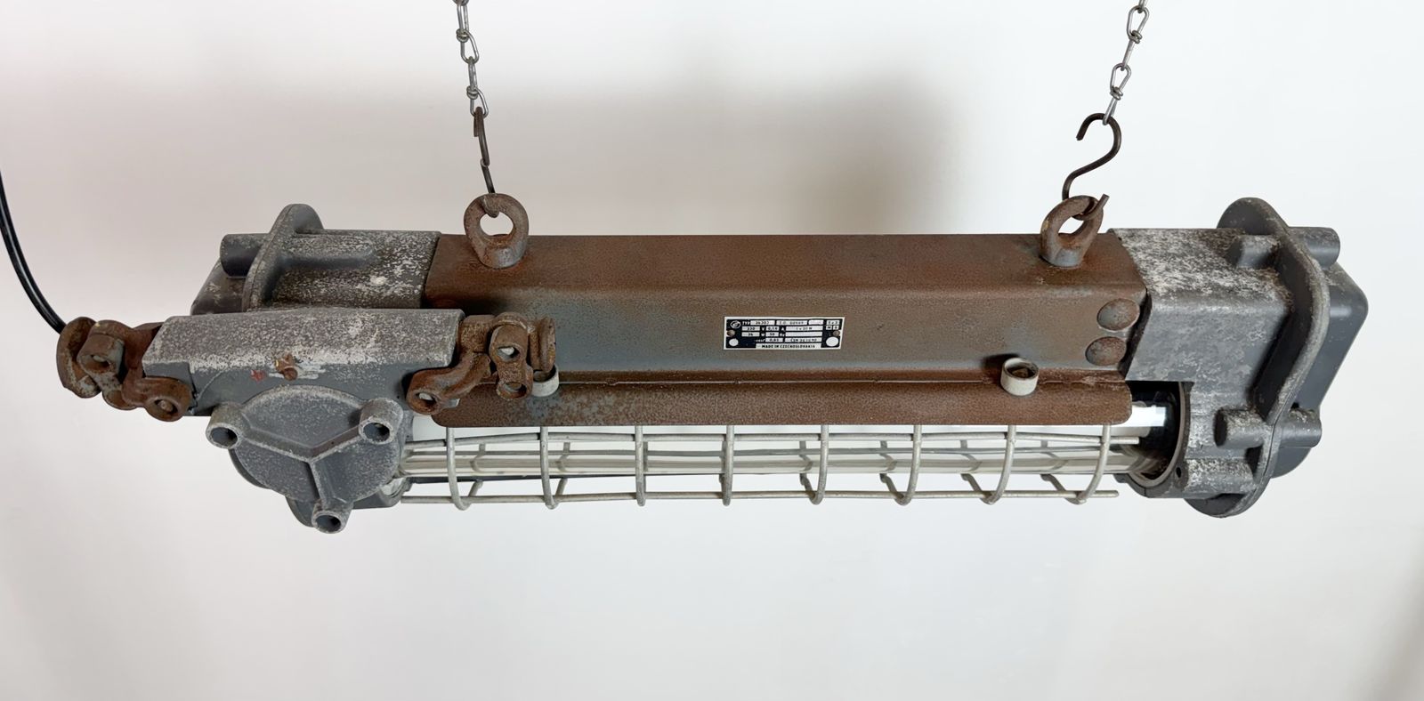 Grey Industrial Hanging Tube Light From Elektrosvit, 1970s photo vintage