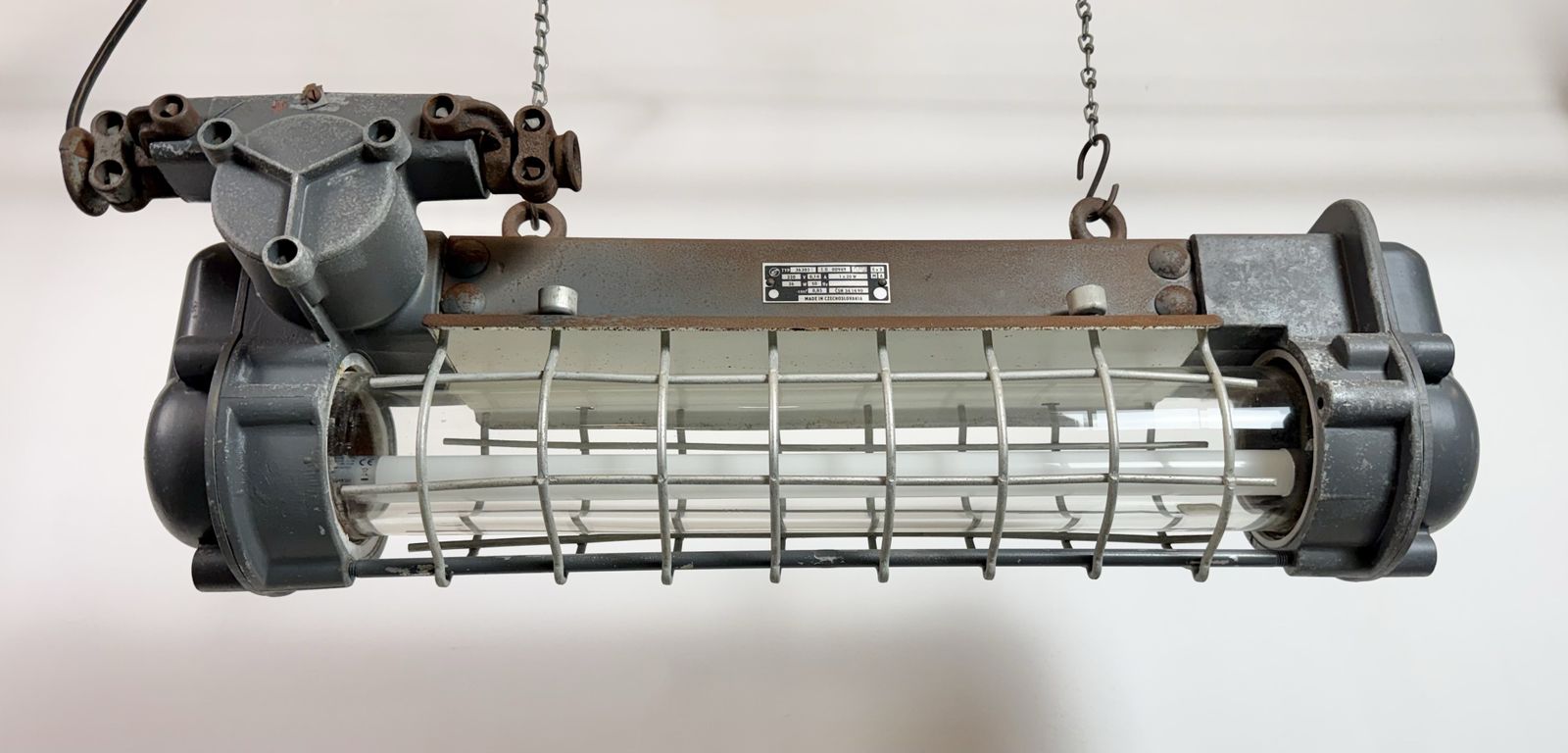 489.0 Grey Industrial Hanging Tube Light From Elektrosvit, 1970s photo