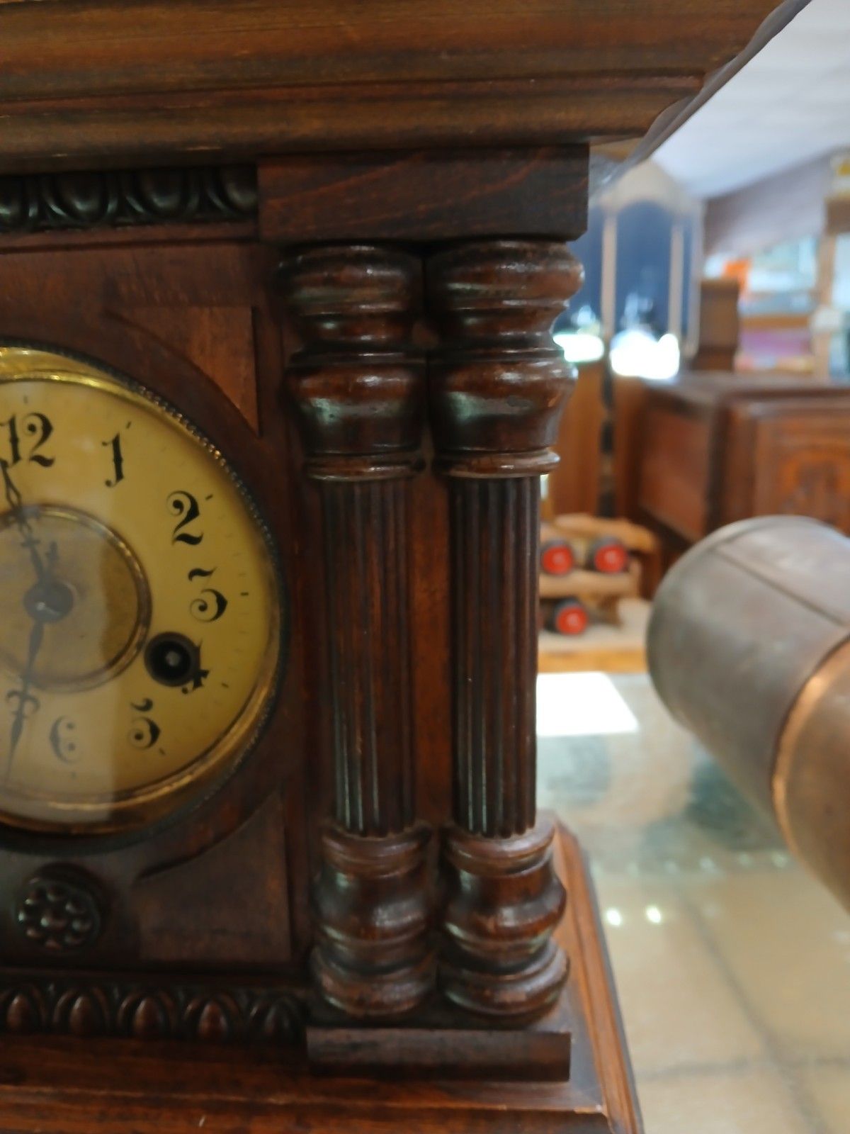 Late 19th Century 8 Day Hand Carved Mantel Clock By Junghans W/O photo furniture