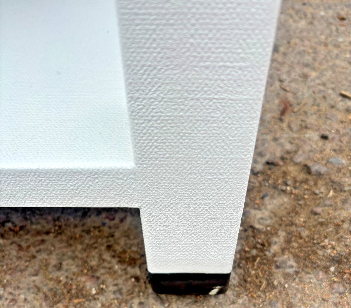Made Goods Jarin Designer White Side Table With Faux Belgian Linen Finish photo vintage