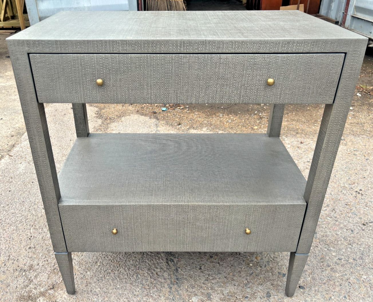 Made Goods Faux Raffia Seal Finish Nightstand Ex Display