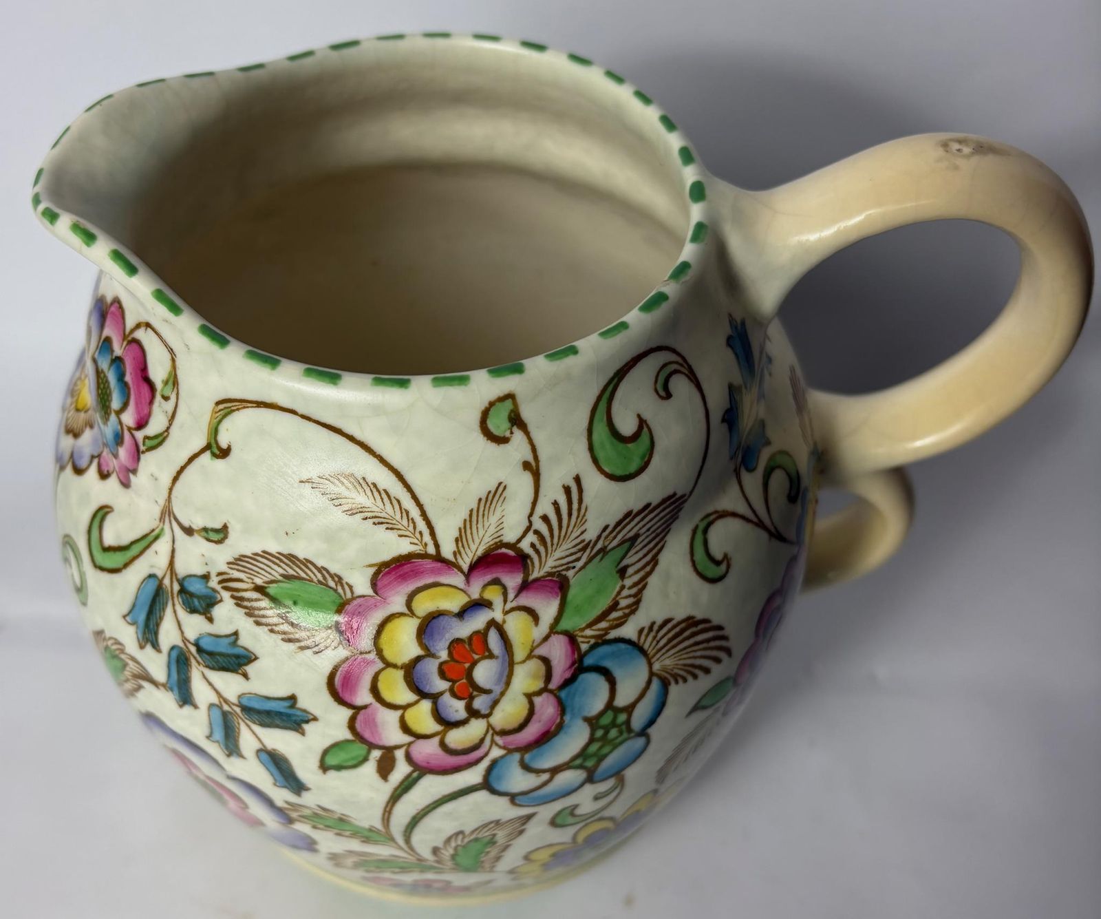 Art Deco Roskyl Pottery Jug With Floral Decoration, England C.1930s photo Home Decor