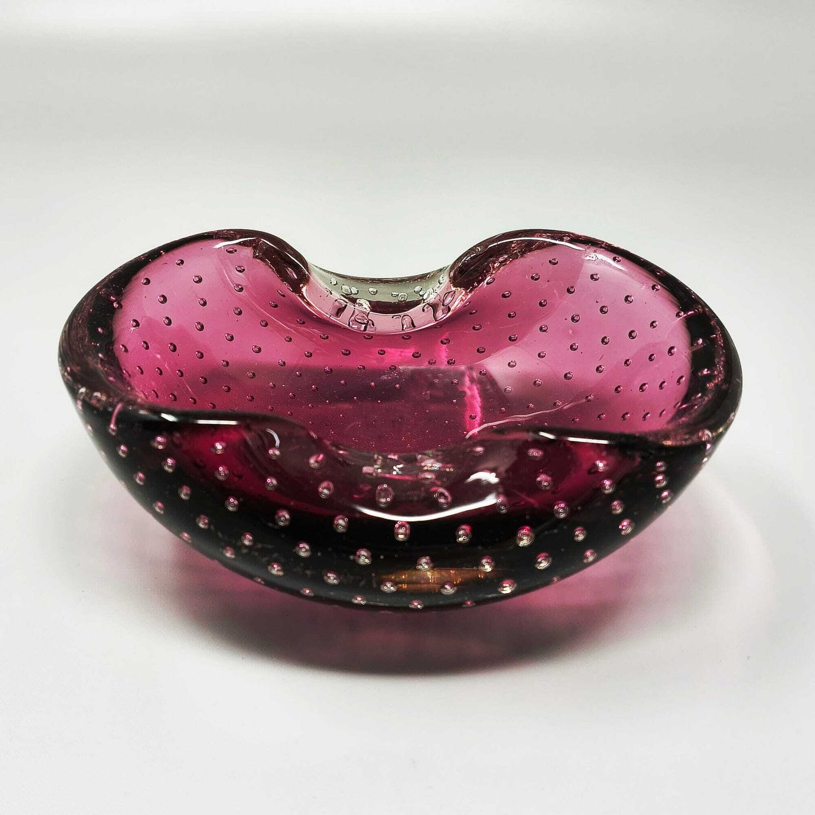 1960s Mid Century Pink Ashtray Or Catchall In Bullicante Murano Glass By Flavio Poli photo 281.0