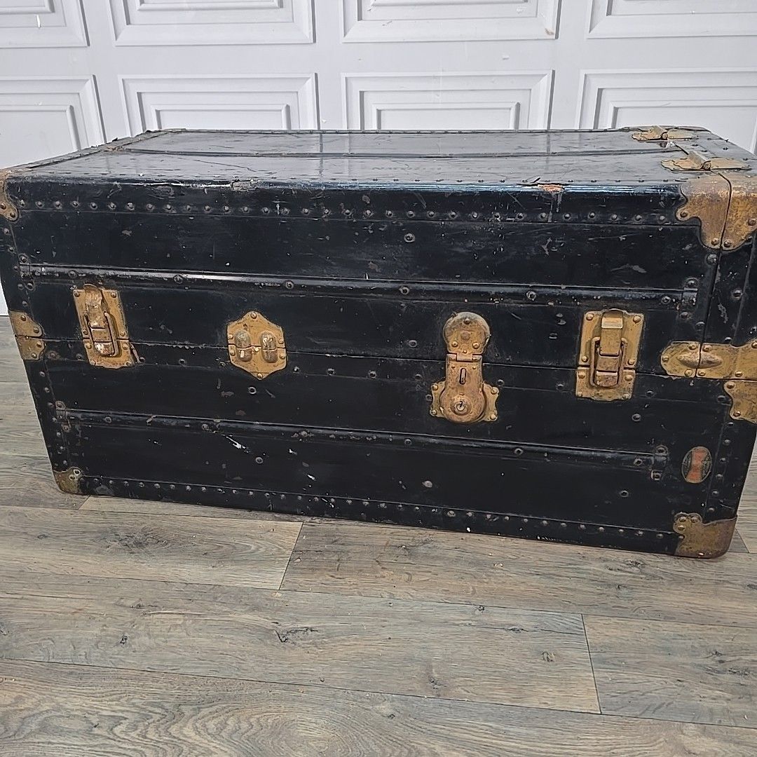 Antique Steamer Trunk Wardrobe Clothes Chest Cabin Trunk Drawers Hanging Rail photo buy