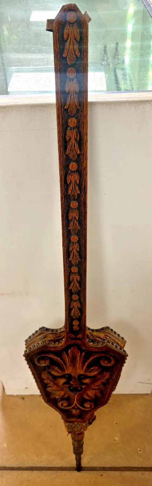 Antique Arts & Crafts Style Wood & Leather Fire Bellows As Found photo furniture