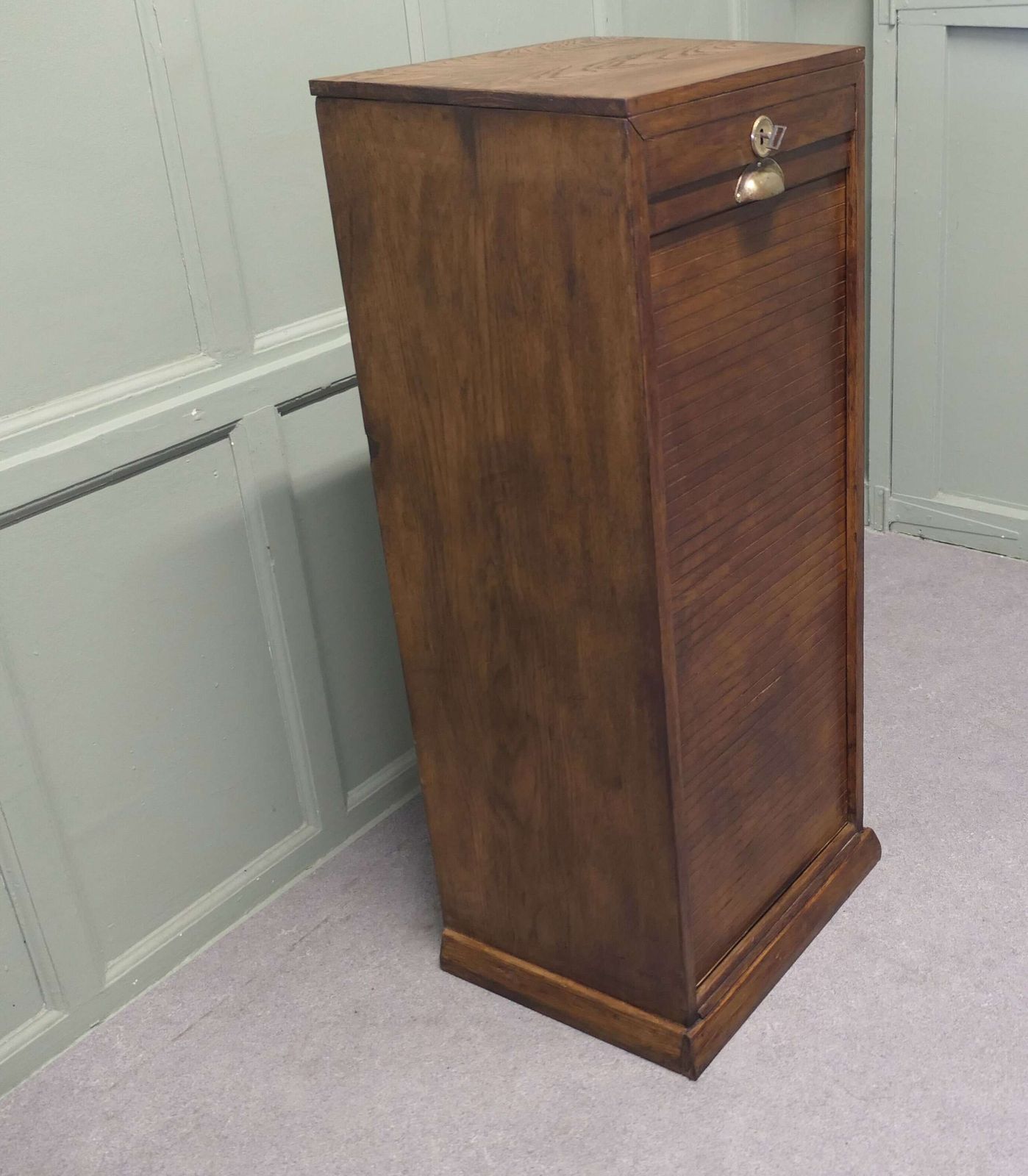 Art Deco Tambour Fronted Oak Filing Cabinet This Is An Attractive Piece photo for sale