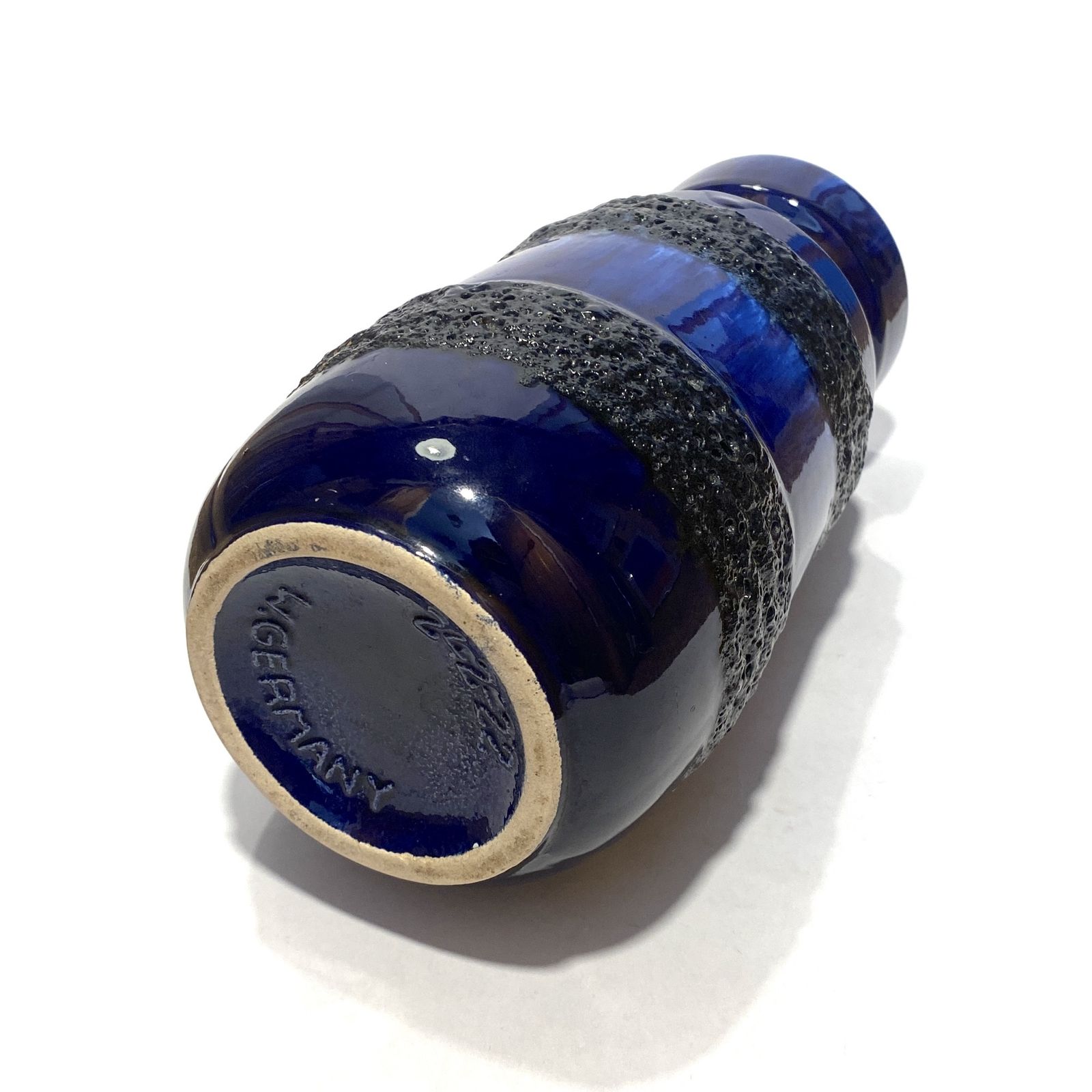 Scheurich Keramik 242 22 Vase In Blue & Black Fat Lava Glaze, 1970s West German Pottery photo 60.0