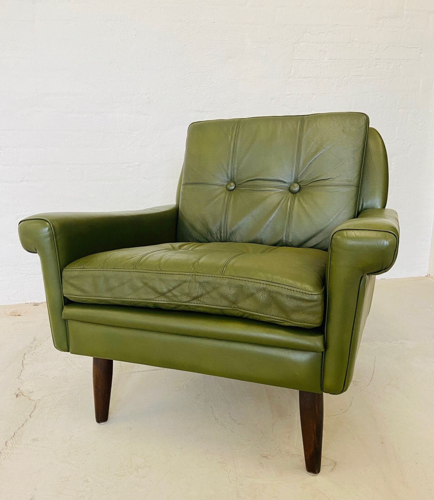 Vintage Danish Mid Century Svend Skipper Olive Green Lounge Chair 1965 photo furniture
