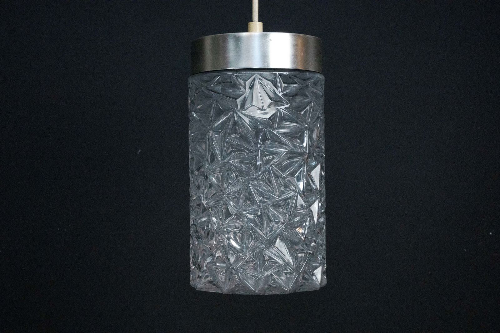 Pair Of Italian Pendant Lights In Glass And Polished Aluminum, 1970s photo buy