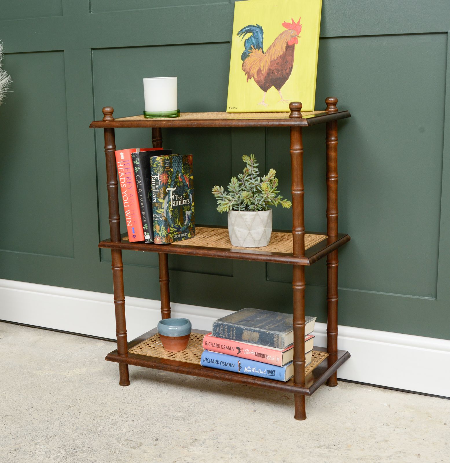 Vintage Faux Bamboo & Cane Etagere Whatnot Shelving Unit photo Furniture
