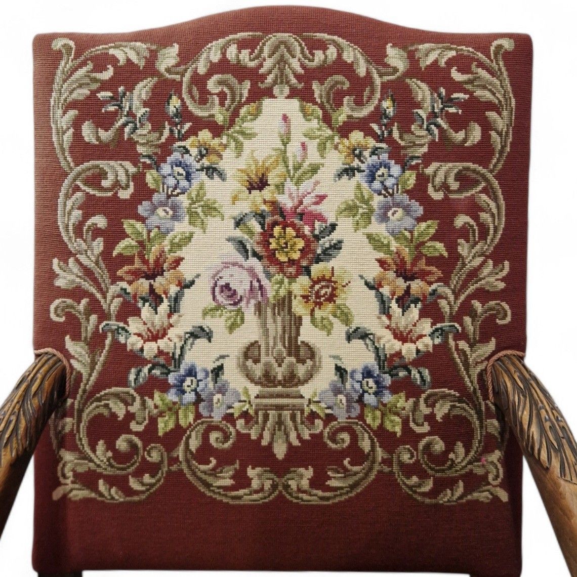 Antique Carved Wood Armchair Continental Oak Throne Chair Large Floral Statement photo Furniture