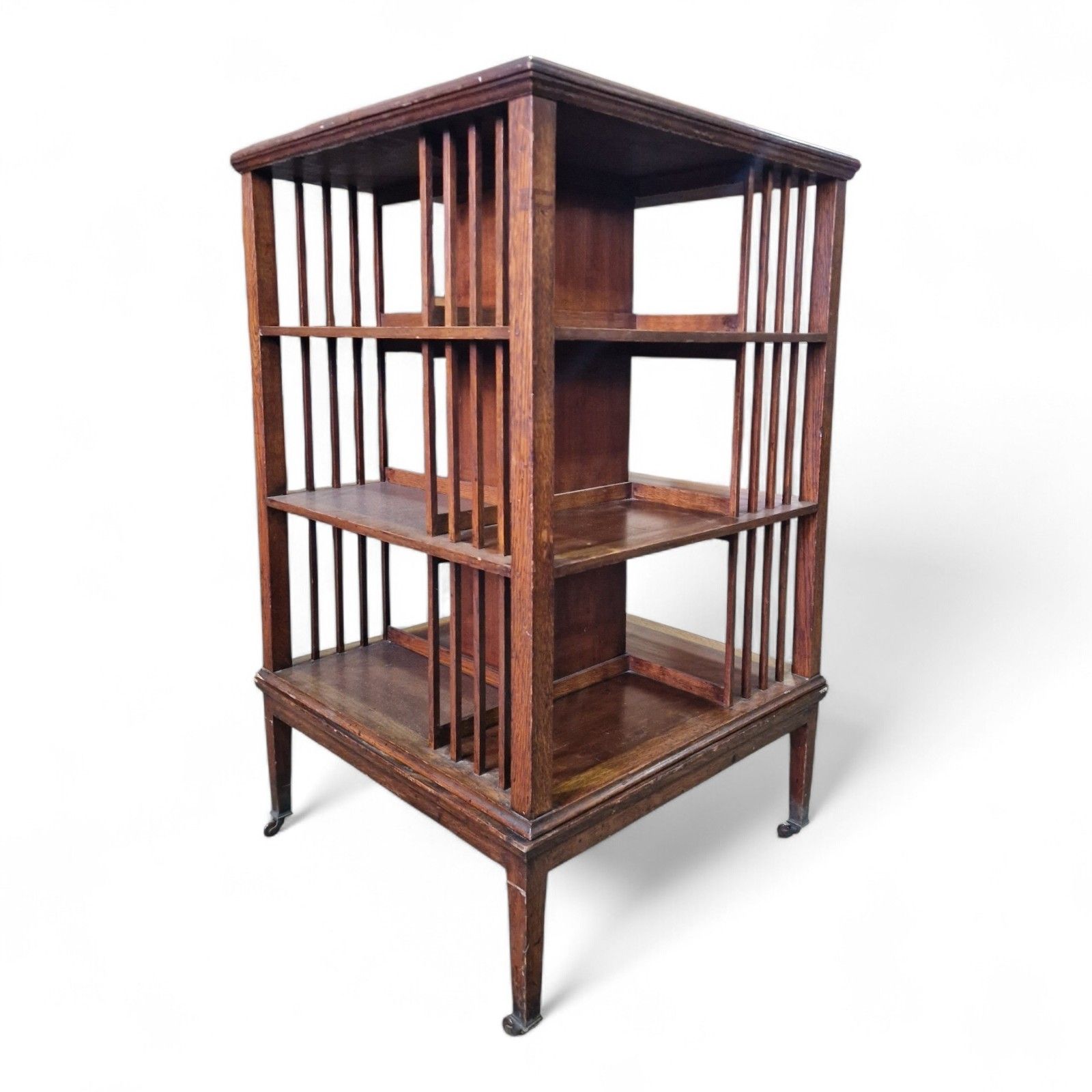 Antique Victorian Oak Revolving Bookcase Large Rotating Library Stand Display photo furniture
