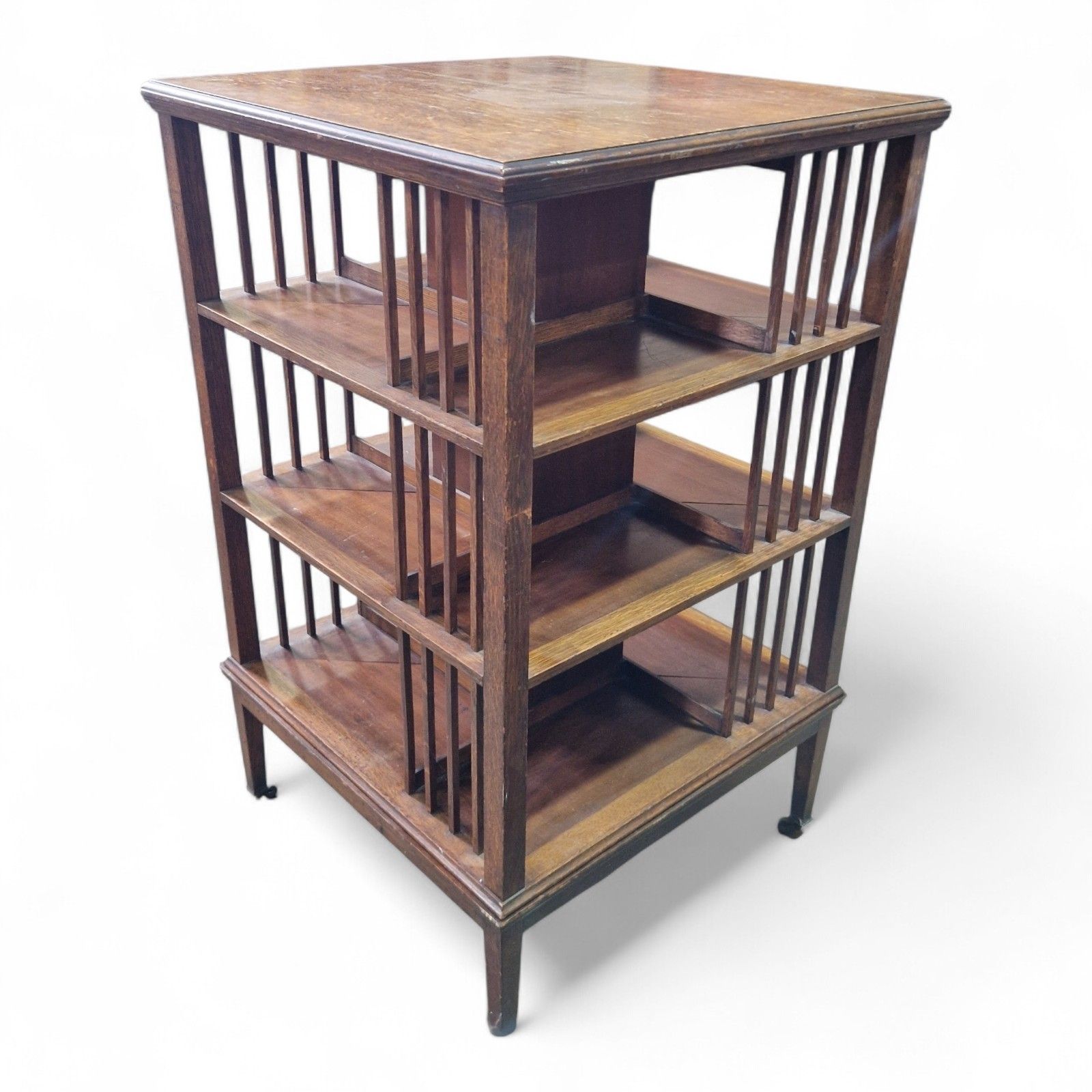 Antique Victorian Oak Revolving Bookcase Large Rotating Library Stand Display photo Furniture