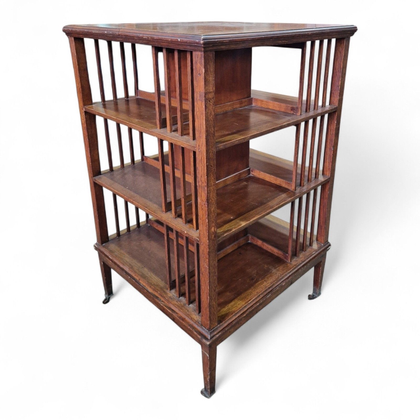 photo furniture Antique Victorian Oak Revolving Bookcase Large Rotating Library Stand Display