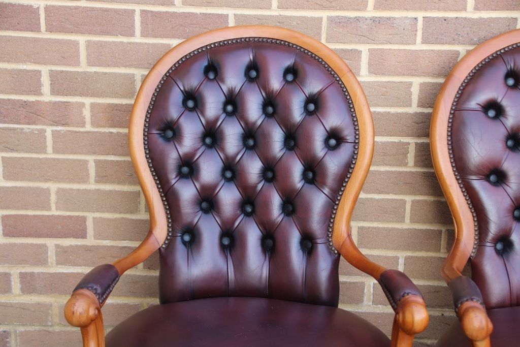 photo buy Pair Of Chesterfield Vintage Parlour Armchairs