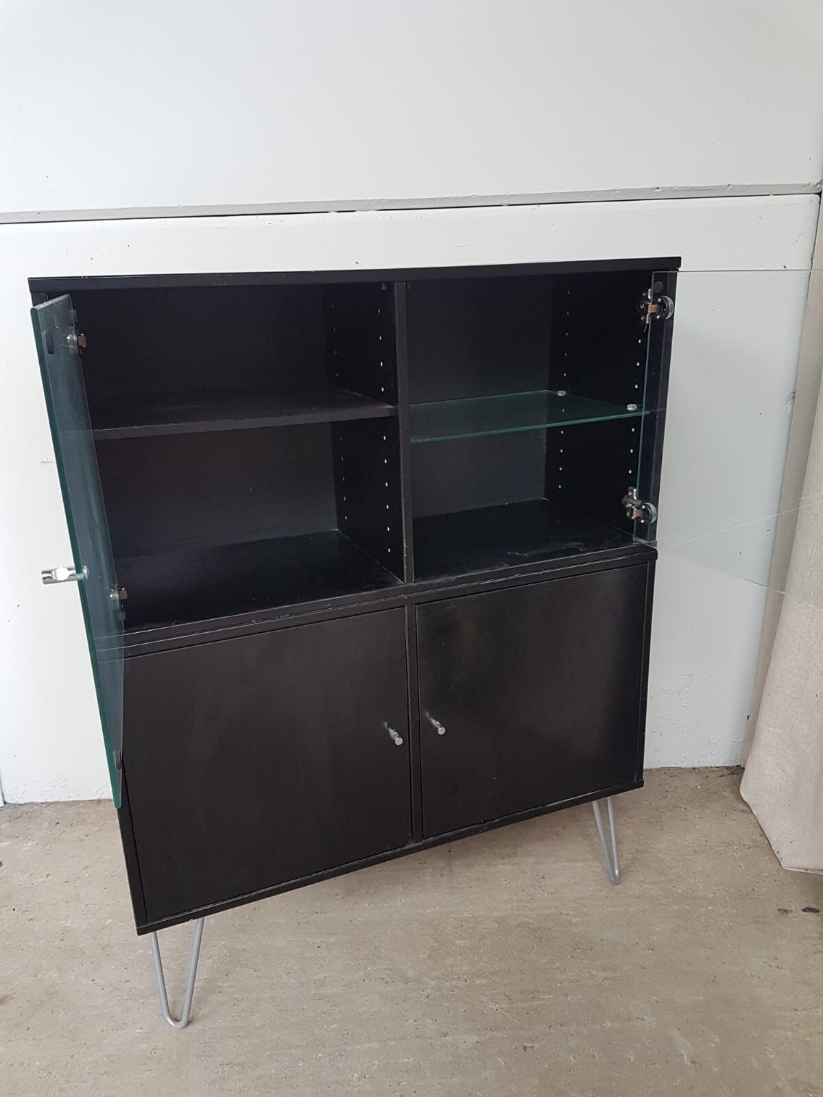 Vtg Late Mid Century Danish Denka Cabinet Set 2 Wall Storage Media Unit #402 photo Furniture