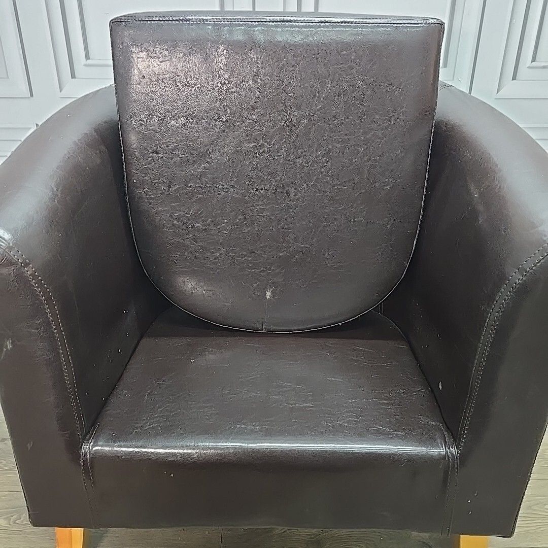Furniture Vintage Retro Vinyl Tub Chair Art Deco Single Armchair Club Seat Faux Leather photo
