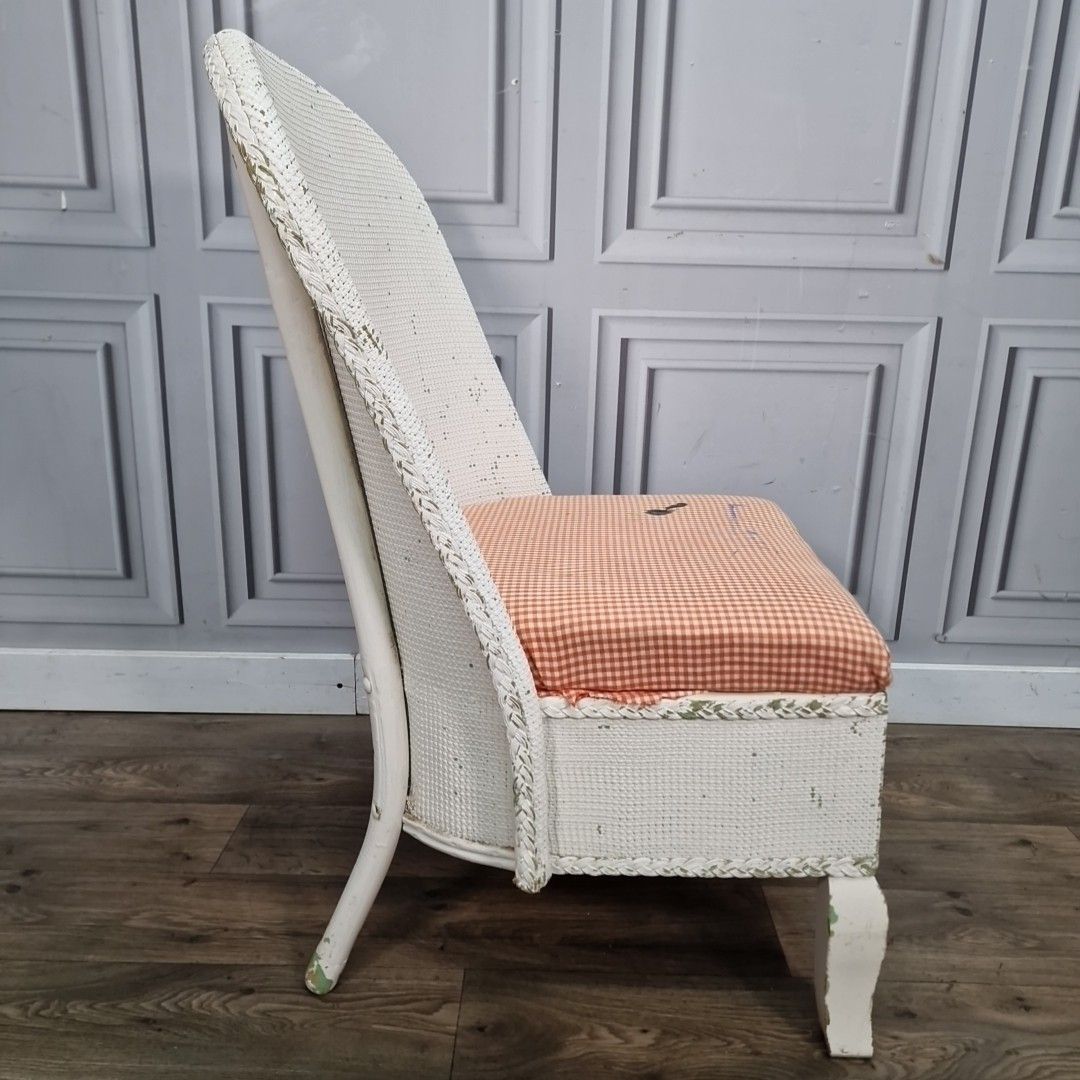 Retro Vintage Mid Century Woven Wicker Chair Painted Seat Storage Tub Project photo Furniture