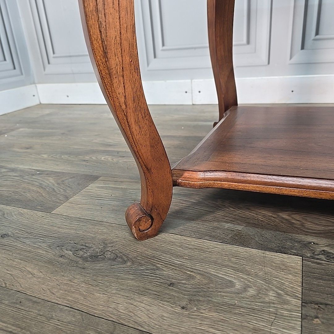 Vintage Side Lamp Table  Hard Wood Coffee Square Carved Legs Antique Style Retro photo 100.0
