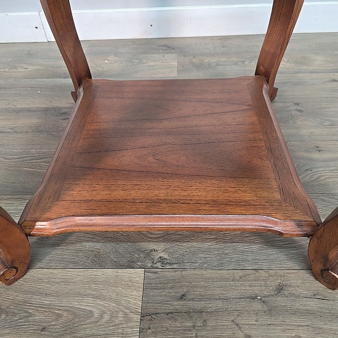 Vintage Side Lamp Table  Hard Wood Coffee Square Carved Legs Antique Style Retro photo buy
