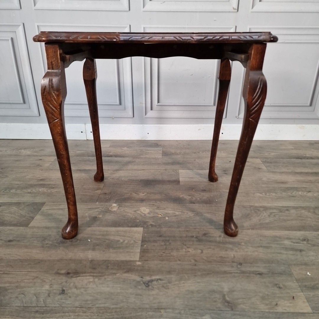photo furniture Vintage Side Coffee Table Glass Top Occasional Table Retro Wooden Carved