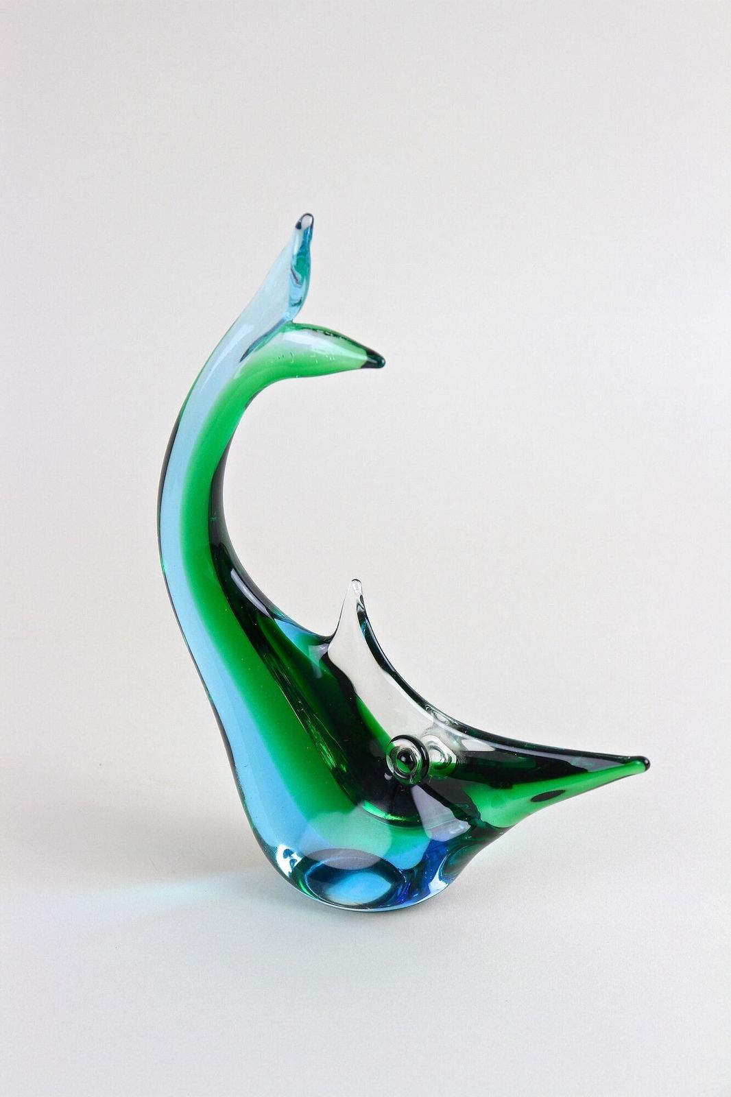 Murano Glass Fish Sculpture, Blue/ Green Tones , Mid Century   Italy Ca. 1970 photo furniture