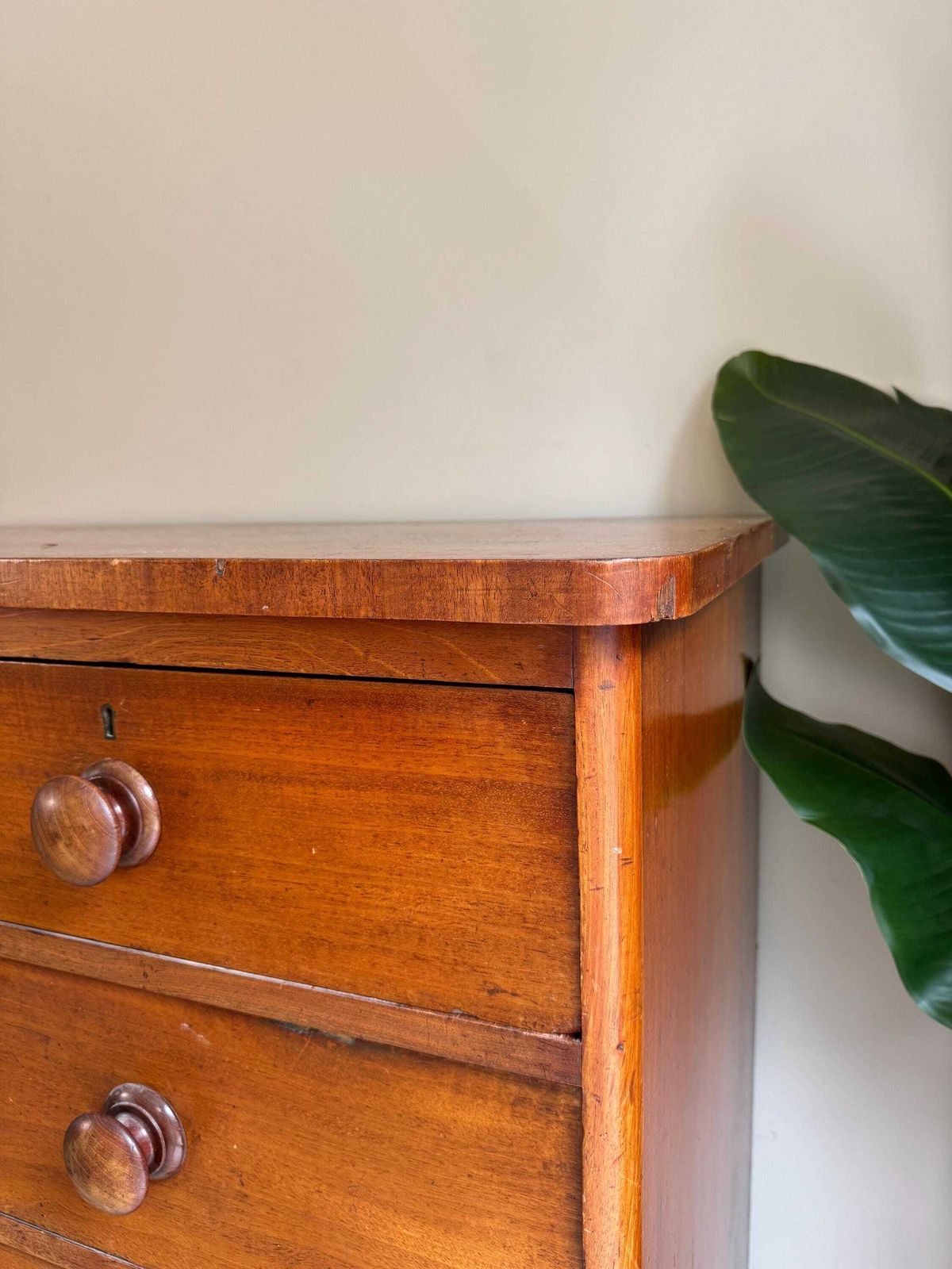 Antique Large Chest Of Drawers 2 Over 3 Upon Bun Feet Original Handles photo vintage