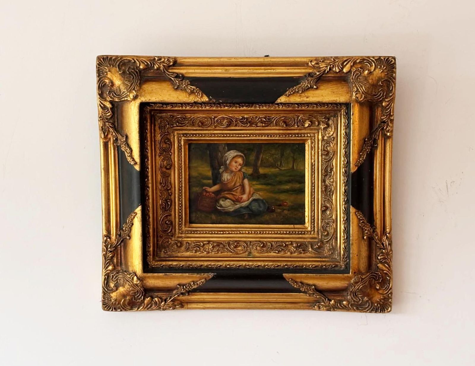 Vintage Framed Oil Painting Of A Girl – Signed Rt – Biggs & Sons Frame photo furniture